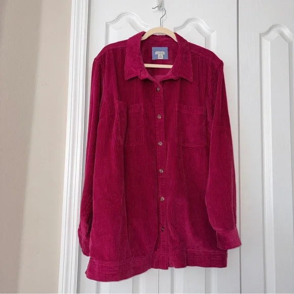 L.L. Bean Cranberry Red Corduroy Jacket 3X Plus size - Picture 6 of 7